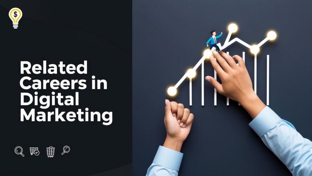 Hand holding a glowing career graph with a person climbing it