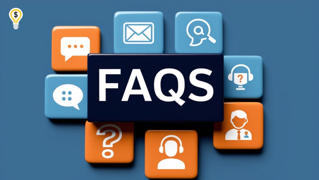 FAQs about social media marketing packages displayed in colorful square tiles