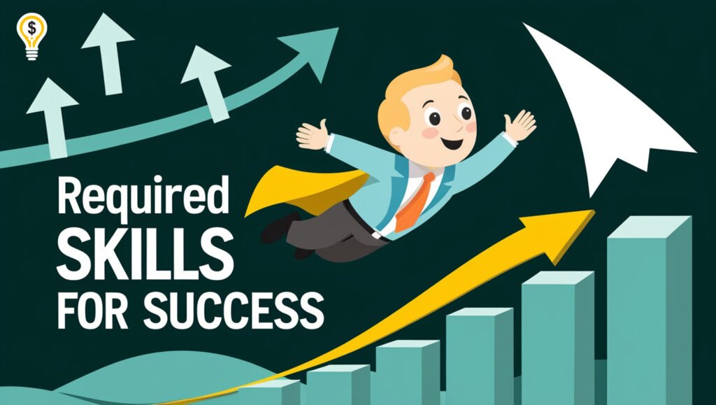 Illustration of a professional flying upward with arrows, symbolizing career growth